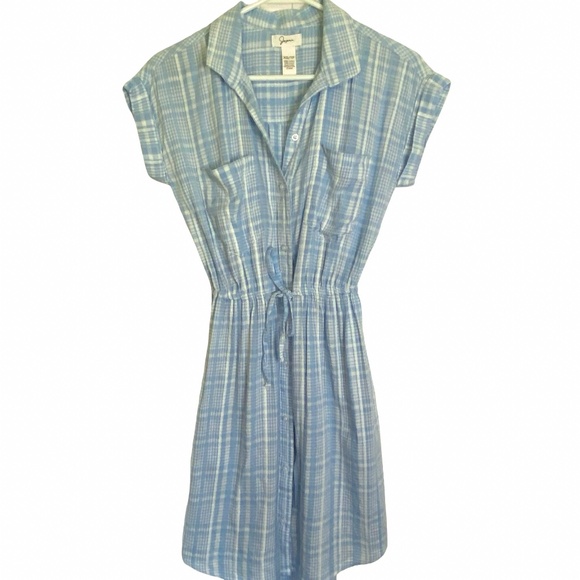 Japna Blue/White Cotton Button Up Summer Coastal Beach Dress-Sz-XS - Picture 1 of 15